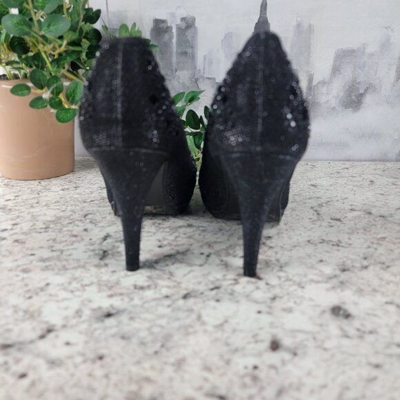 Top Moda Black Rhinestone Platform Heels - Picture 2 of 4